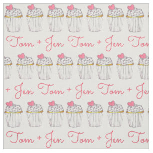 Personalisierte Hochzeit Cupcake Pink Herz Liebe Stoff