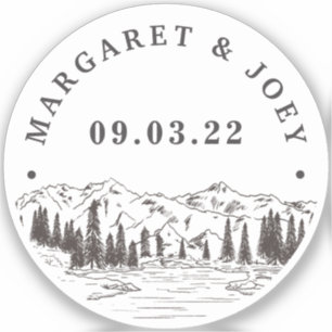 Personalisierte Hochzeit der Bergskette Aufkleber