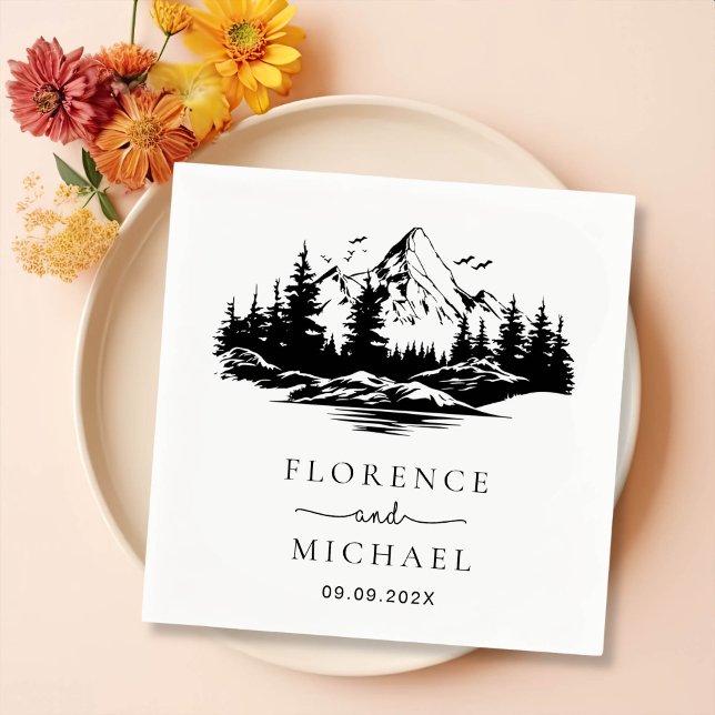 Personalisierte Hochzeit der Bergskette Serviette (Von Creator hochgeladen)