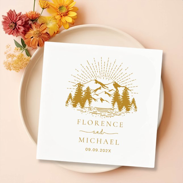 Personalisierte Hochzeit der Bergskette Serviette (Von Creator hochgeladen)