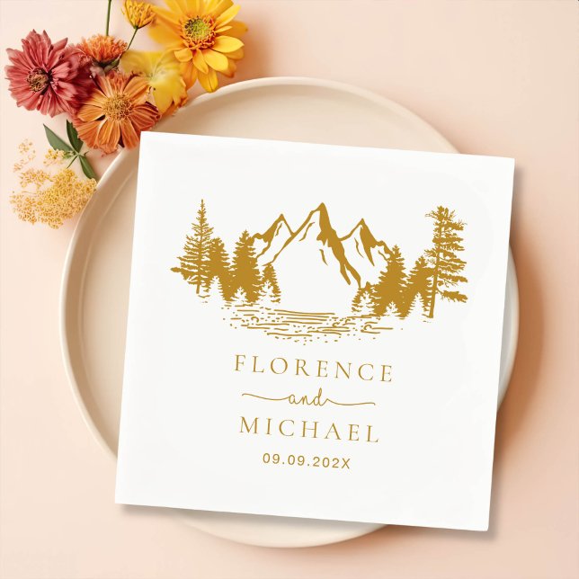 Personalisierte Hochzeit der Bergskette Serviette (Von Creator hochgeladen)