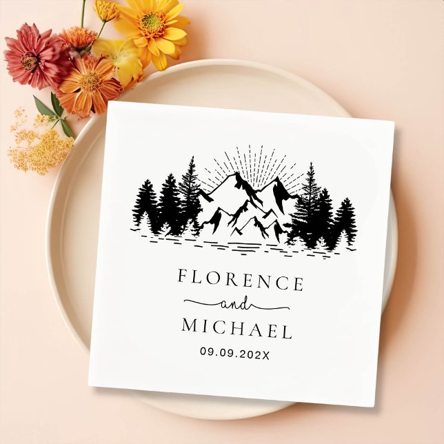 Personalisierte Hochzeit der Bergskette Serviette (Von Creator hochgeladen)