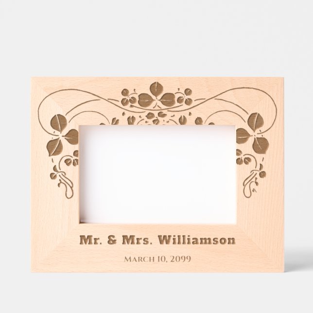 Personalisierte Hochzeit der Blumen Geätzte Rahmen (Vorderseite)