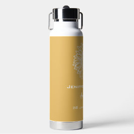 Personalisierte Hochzeit der Gelbblütenskizze Trinkflasche