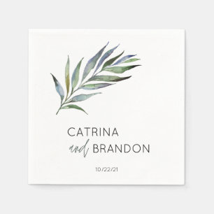 Personalisierte Hochzeit der Olive Branch Watercol Serviette