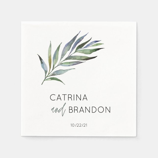 Personalisierte Hochzeit der Olive Branch Watercol Serviette (Vorderseite)