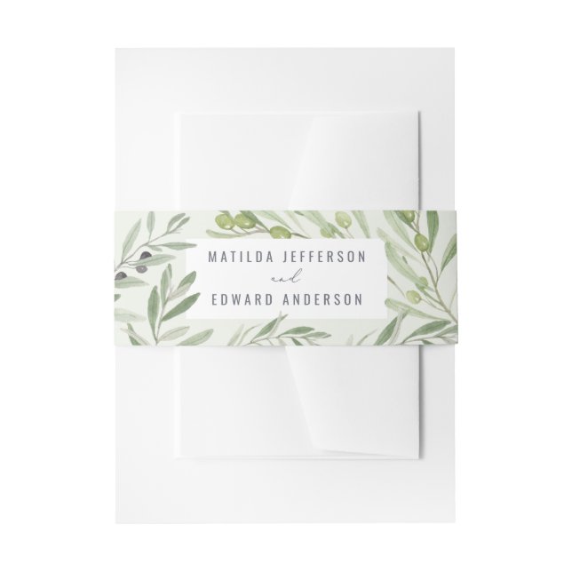 Personalisierte Hochzeit der olivgrünen Einladungsbanderole (Vorderseite Beispiel)
