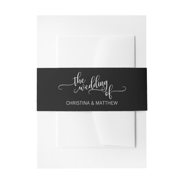 Personalisierte Hochzeit der Schwarz-weißen Hochze Einladungsbanderole (Vorderseite Beispiel)