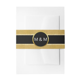 Personalisierte Hochzeit des Black Gold Glitzer Einladungsbanderole