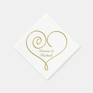 Personalisierte Hochzeit des Goldenen Herzens Serviette