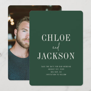 Personalisierte Hochzeit des Grünen Fotos Save The Date