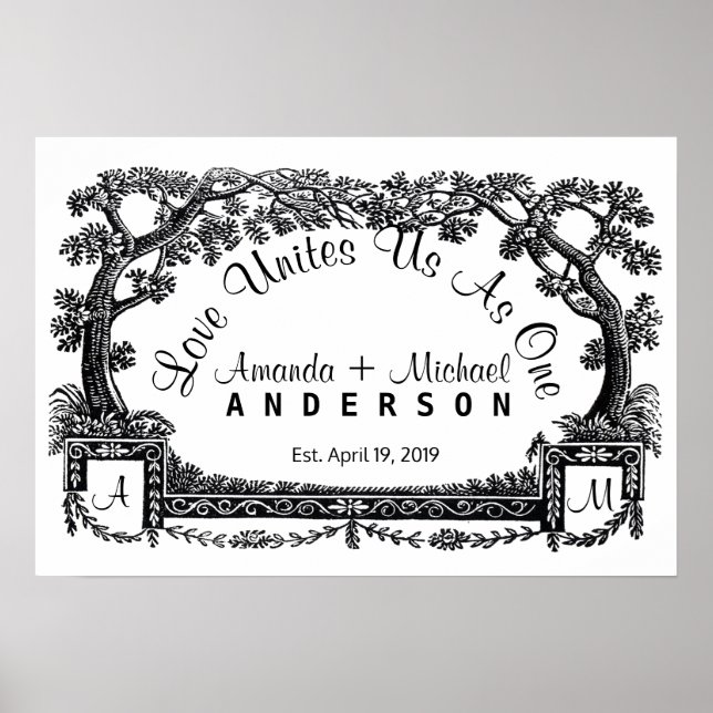 Personalisierte Hochzeit durch antike französische Poster (Vorne)
