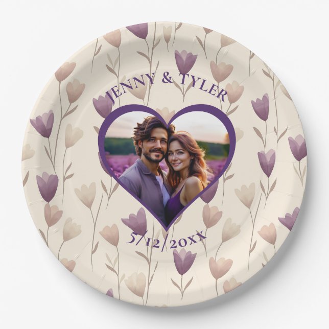 Personalisierte Hochzeit | Fotovorlage Pappteller (Vorderseite)