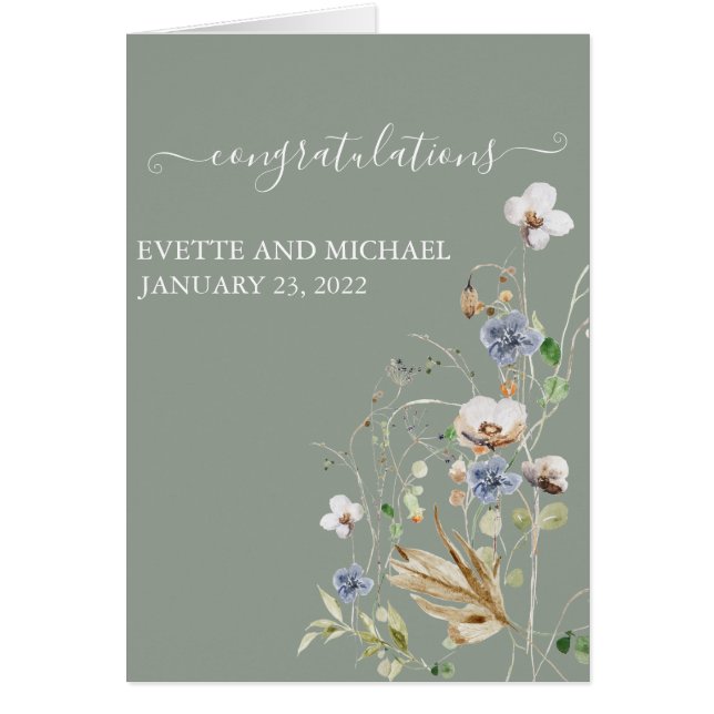 Personalisierte Hochzeit Glückwunsch Wilde Blume (Vorne)