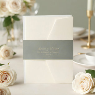 Personalisierte Hochzeit im Smaragdgrün-Samt-Gold- Einladungsbanderole