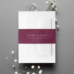 Personalisierte Hochzeit in Cabernet Einladungsbanderole