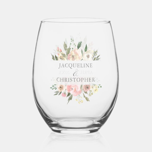Personalisierte Hochzeit in Rosa Weinglas Ohne Stiel (Vorderseite)