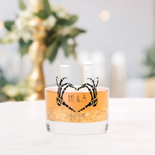 Personalisierte Hochzeit in Skeletthandschuhen Whiskyglas