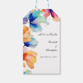 Personalisierte Hochzeit mit blühenden Wasserfarbe Geschenkanhänger