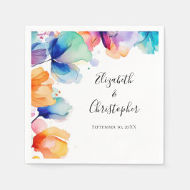 Personalisierte Hochzeit mit blühenden Wasserfarbe Serviette