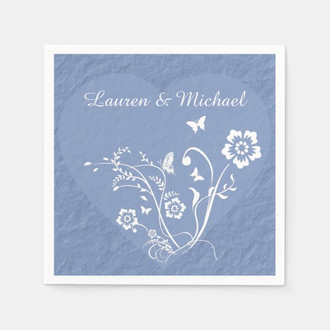 Personalisierte Hochzeit mit Blumen Serviette (Vorderseite)