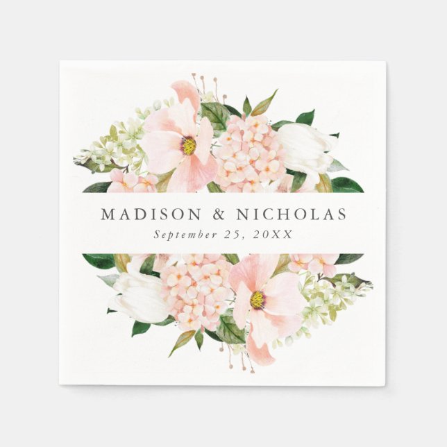 Personalisierte Hochzeit mit Blütenblütenblüte Serviette (Vorderseite)