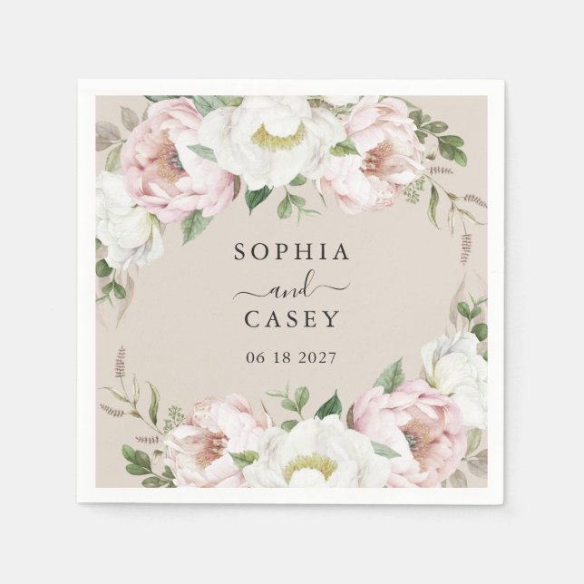 Personalisierte Hochzeit mit Blütenrot Serviette (Vorderseite)