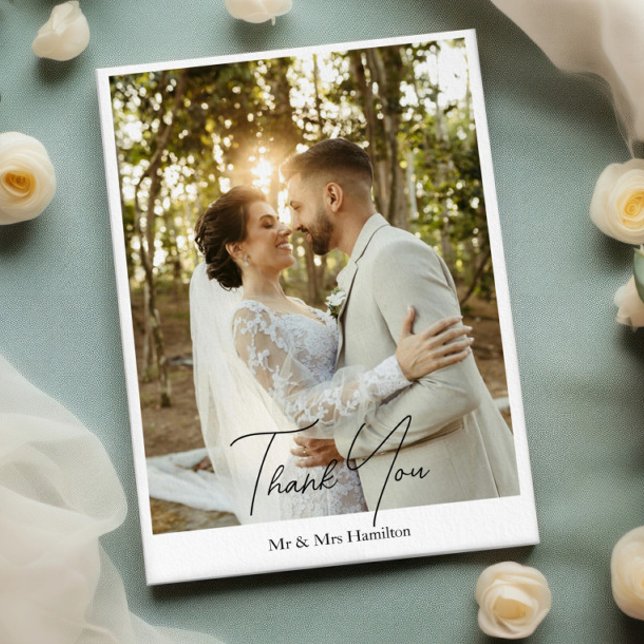 Personalisierte Hochzeit mit Botschaft fotografier Dankeskarte (Photograph Personalized Wedding With Message Thank You Cards from Ricaso 
Simple & Elegant message)
