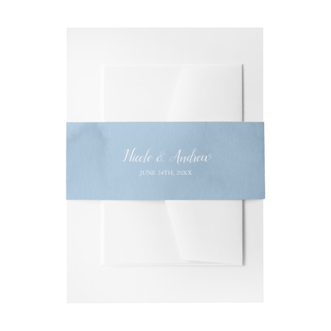 Personalisierte Hochzeit mit dunkelblauer Wasserfa Einladungsbanderole (Vorderseite Beispiel)