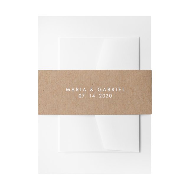 Personalisierte Hochzeit mit einfachem Kraftpapier Einladungsbanderole (Vorderseite Beispiel)