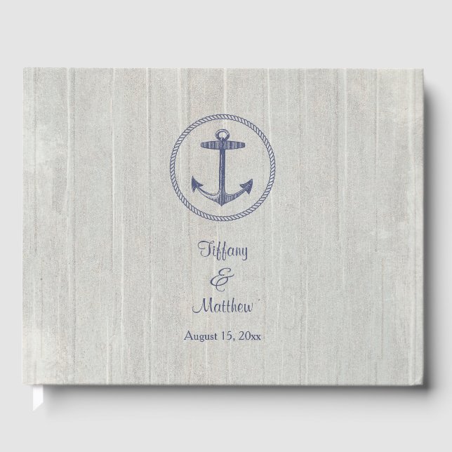 Personalisierte Hochzeit mit nautischem Wetter Gästebuch (Vorderseite)