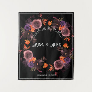 Personalisierte Hochzeit mit schwarzgotischer Flor Wandteppich
