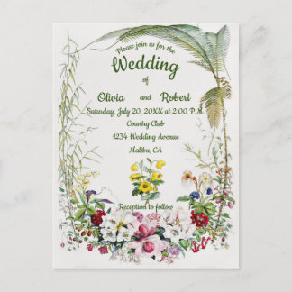 Personalisierte Hochzeit mit tropischen Blumen Postkarte