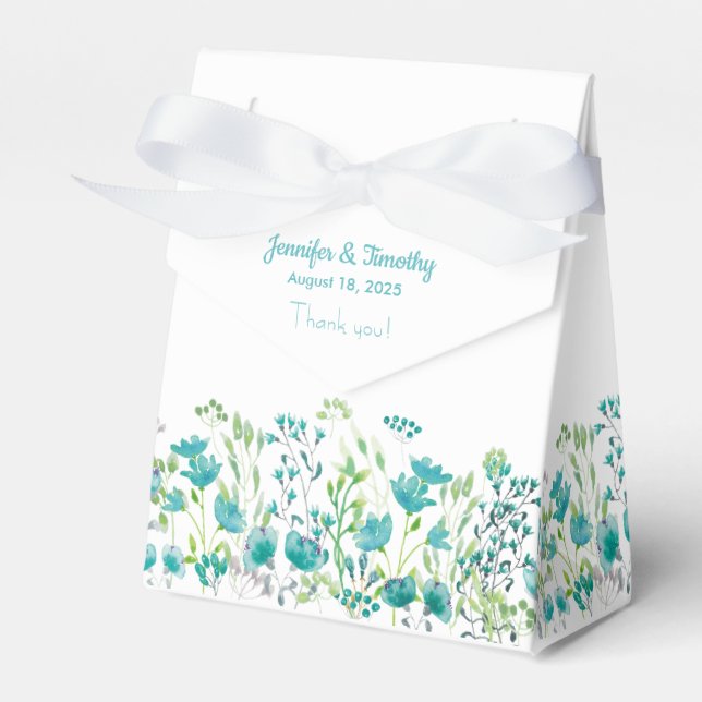 Personalisierte Hochzeit mit türkisfarbener und we Geschenkschachtel (Vorderseite)