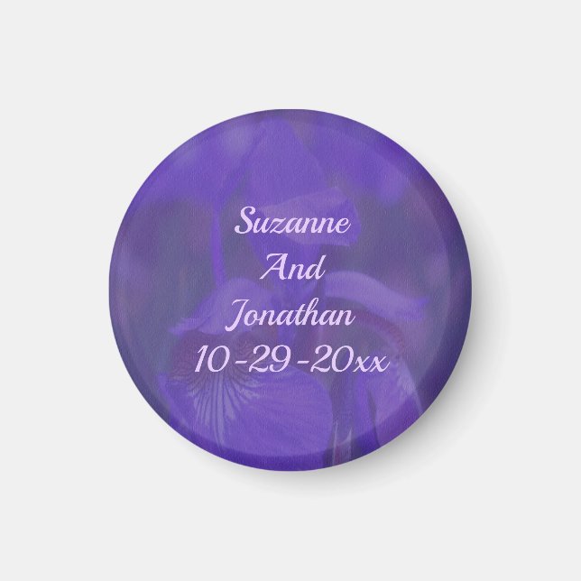 Personalisierte Hochzeit mit violetter Schwertlili Magnet (Vorne)