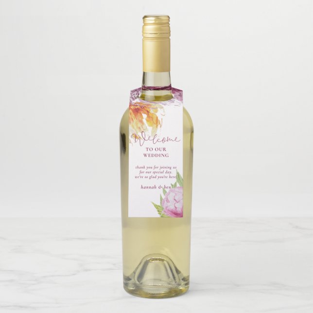 Personalisierte Hochzeit mit Wasserfarben Flaschenanhänger (Auf Flasche)
