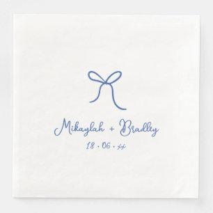 Personalisierte Hochzeit mit weißem und blauer wei Serviette