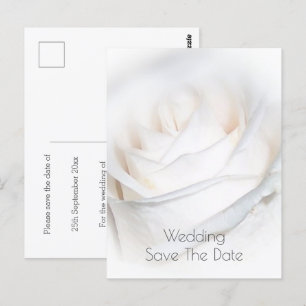 Personalisierte Hochzeit mit weißer Rose retten da Postkarte