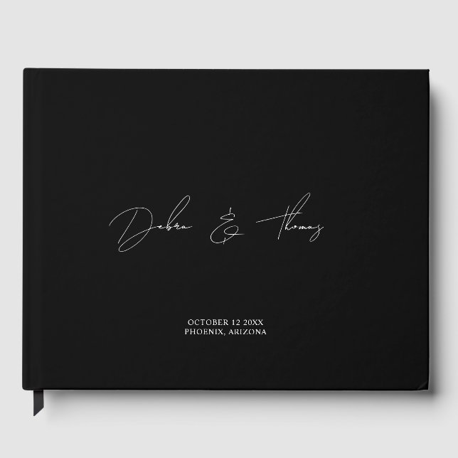Personalisierte Hochzeit Modern Minimalistisch Sch Gästebuch (Vorderseite)