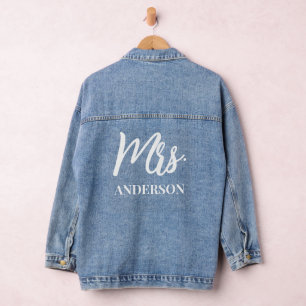 Personalisierte Hochzeit Nachname Frau Denim Jacke