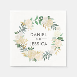Personalisierte Hochzeit Napkin | Weiße Blume Serviette