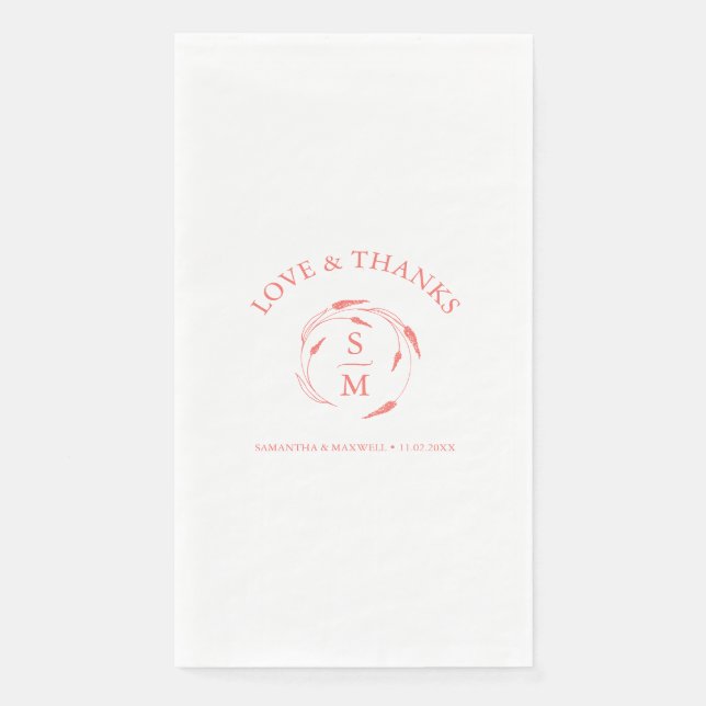 Personalisierte Hochzeit Napkins Mit Monogramm Pea Serviette (Vorderseite)