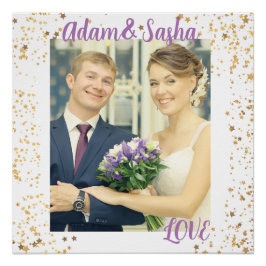 Personalisierte Hochzeit rustikaler und weißer Fot Poster