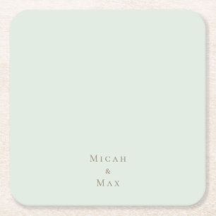 Personalisierte Hochzeit Sage Gold Text Rechteckiger Pappuntersetzer