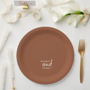 Personalisierte Hochzeit Terracotta Pappteller