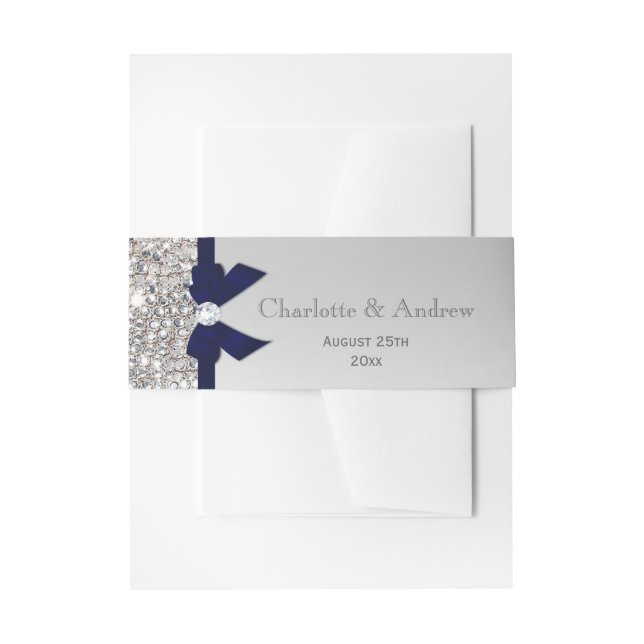 Personalisierte Hochzeit von Bow & Diamonds Einladungsbanderole (Vorderseite Beispiel)