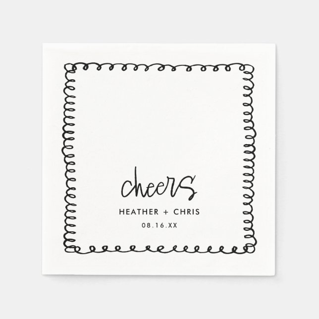 Personalisierte Hochzeit von Hand Drawn Serviette (Vorderseite)