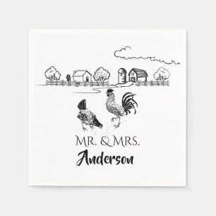 Personalisierte Hochzeit von Herrn und Frau Chicke Serviette