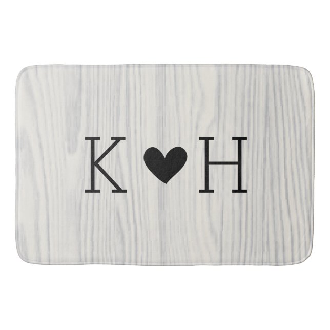 Personalisierte Hochzeit von Holzkörnern Badematte (Vorderseite)