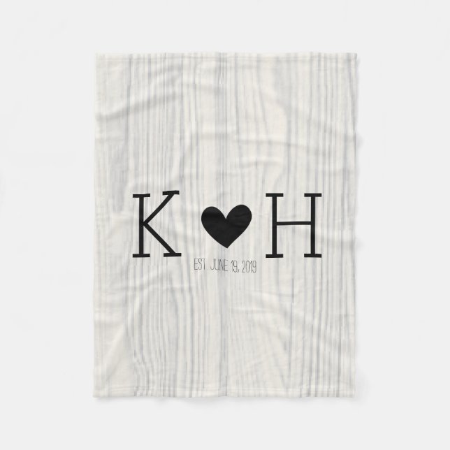 Personalisierte Hochzeit von Holzkörnern Fleecedecke (Vorderseite)